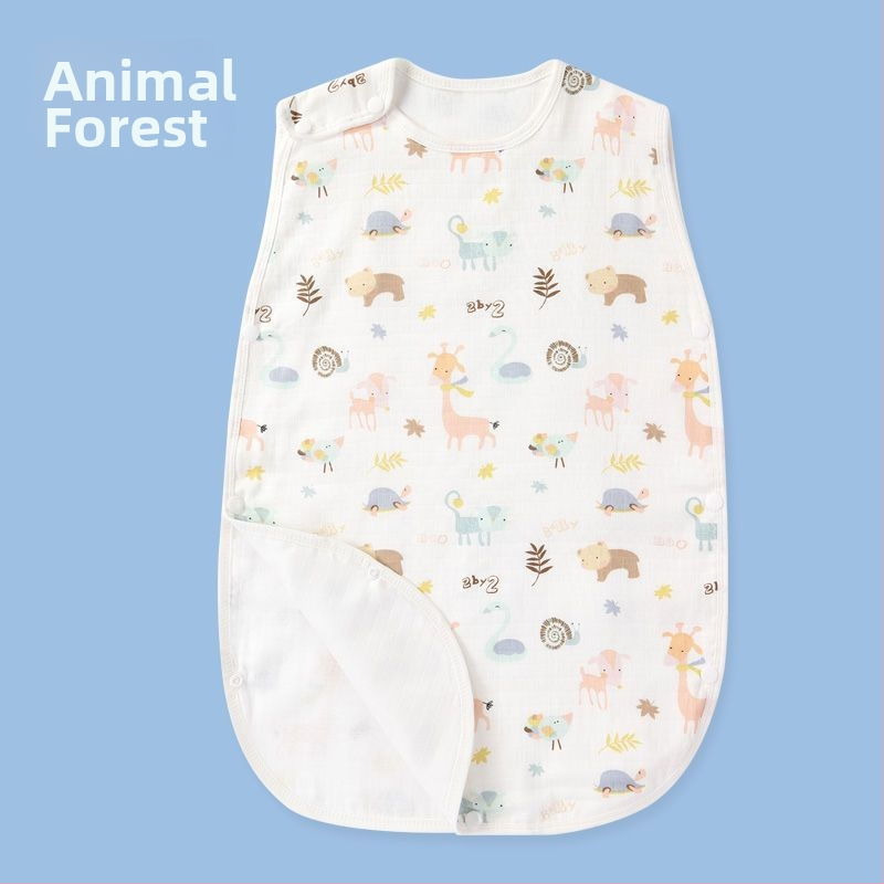 Dječji spavaći vreća, tanak ljetni pamuk gazu, prozračna s podstavom od čistog pamuka i punilom od pamuka, izvezen uzorak