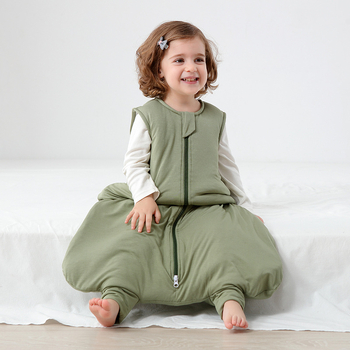 Spavaća vreća za bebe od bambusovih vlakana, debela za jesen i zimu, sve-u-jedan noćni komad za novorođenčad (0–1 godina) — stil prsluka, podstava 95% pamuk, punilo pamuk, zatvarač najlon