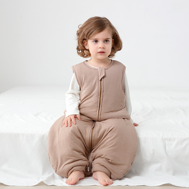 Spavaća vreća za bebe od bambusovih vlakana, debela za jesen i zimu, sve-u-jedan noćni komad za novorođenčad (0–1 godina) — stil prsluka, podstava 95% pamuk, punilo pamuk, zatvarač najlon