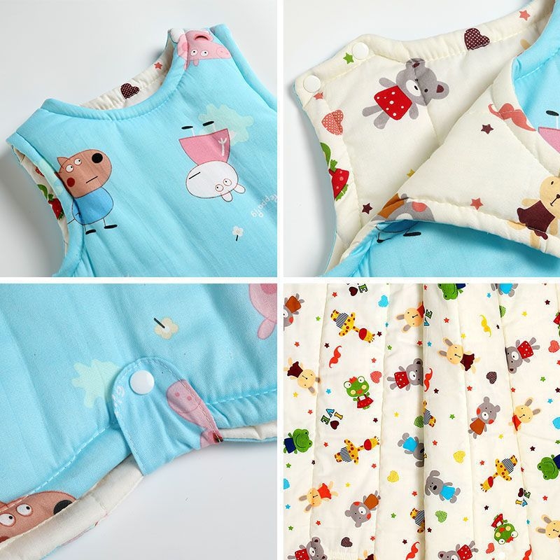 Beebi magamiskott 100% puuvillast, ilma varrukateta, sügisel-talvel kasutamiseks, unisex, anti-kick tekk