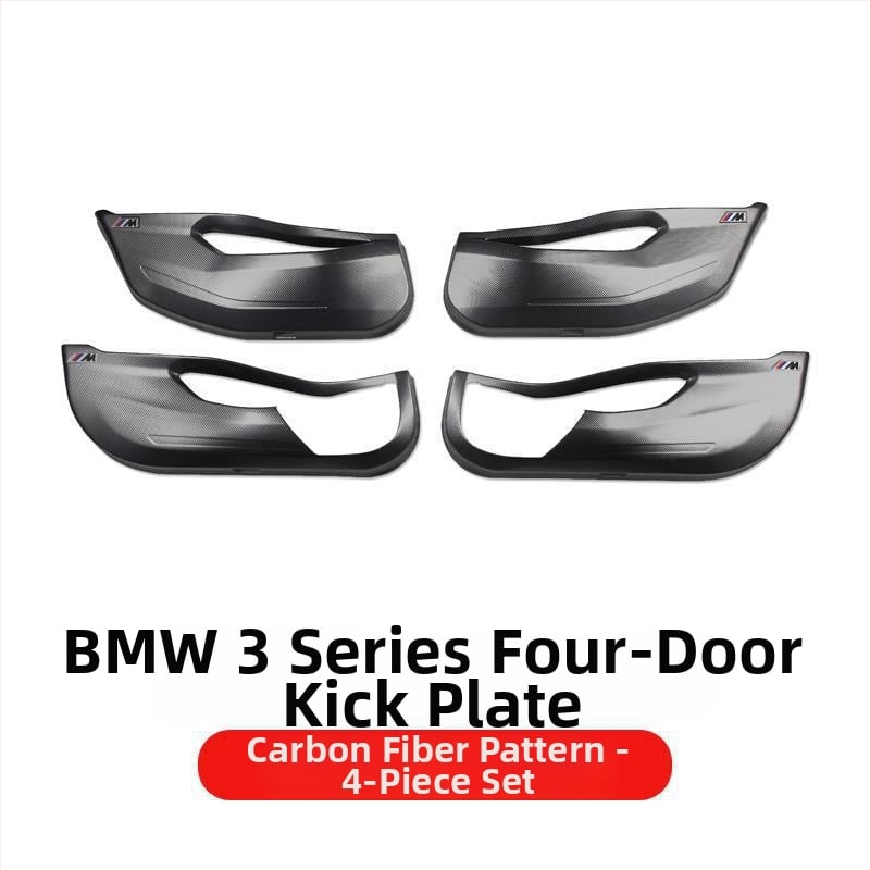 BMW ajtó kick-plate védő – ABS, karbon szövet minta, belső átalakítási kiegészítő, kompatibilis 3-as, 5-ös, X3, X5, X7