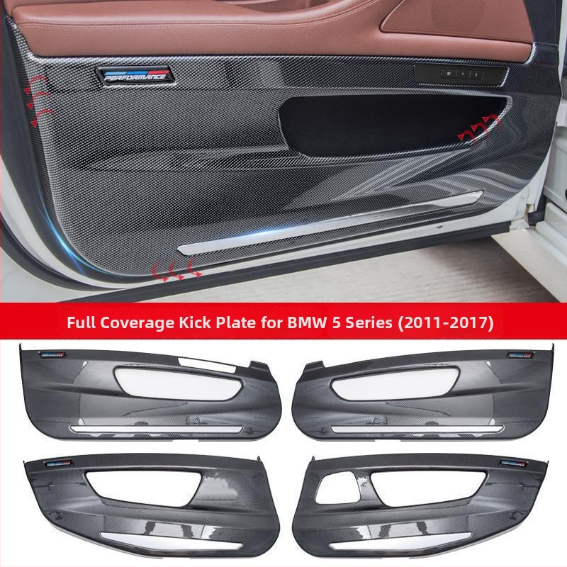 BMW ajtó kick-plate védő – ABS, karbon szövet minta, belső átalakítási kiegészítő, kompatibilis 3-as, 5-ös, X3, X5, X7