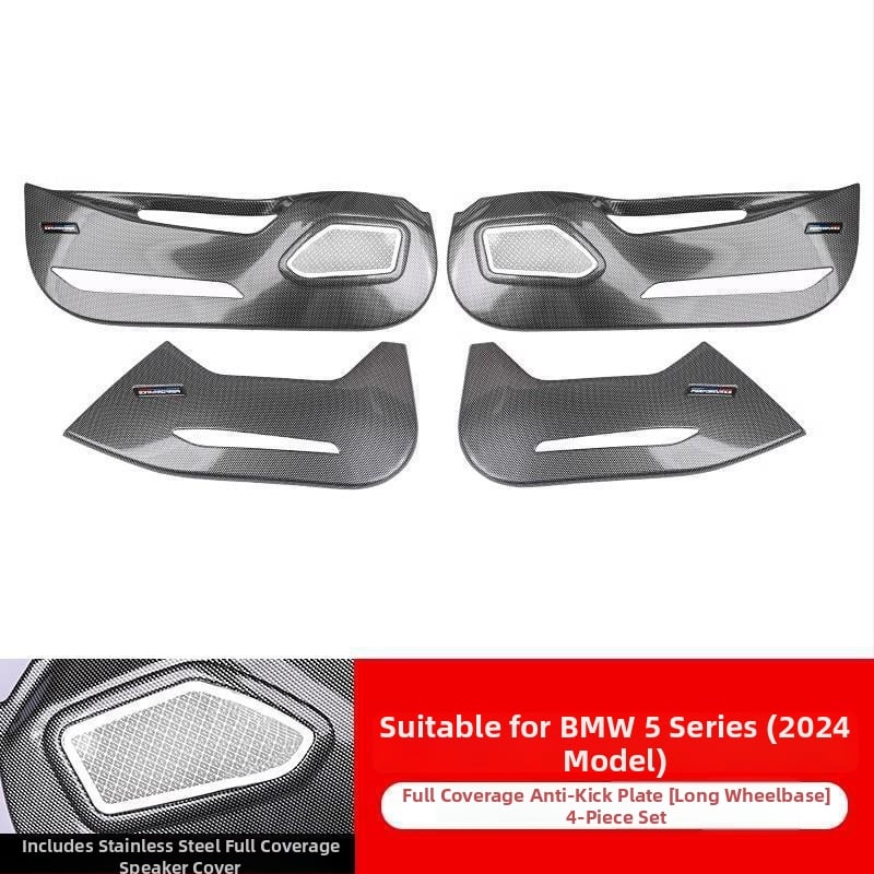 BMW ajtó kick-plate védő – ABS, karbon szövet minta, belső átalakítási kiegészítő, kompatibilis 3-as, 5-ös, X3, X5, X7