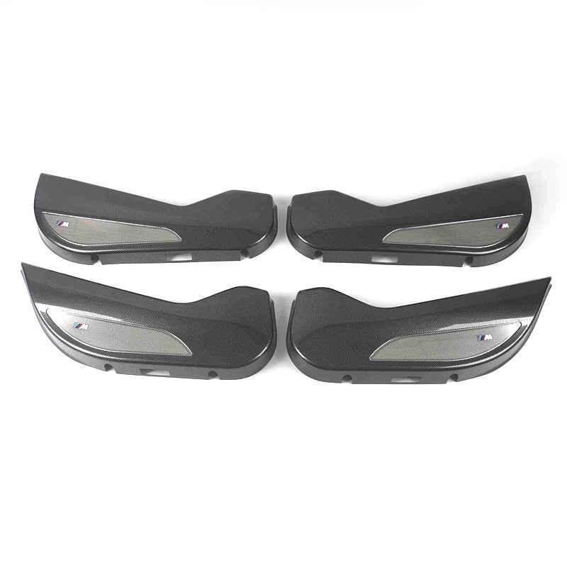 BMW ajtó kick-plate védő – ABS, karbon szövet minta, belső átalakítási kiegészítő, kompatibilis 3-as, 5-ös, X3, X5, X7