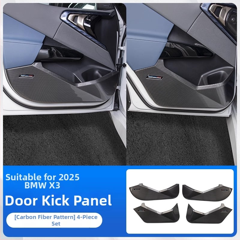 BMW ajtó kick-plate védő – ABS, karbon szövet minta, belső átalakítási kiegészítő, kompatibilis 3-as, 5-ös, X3, X5, X7