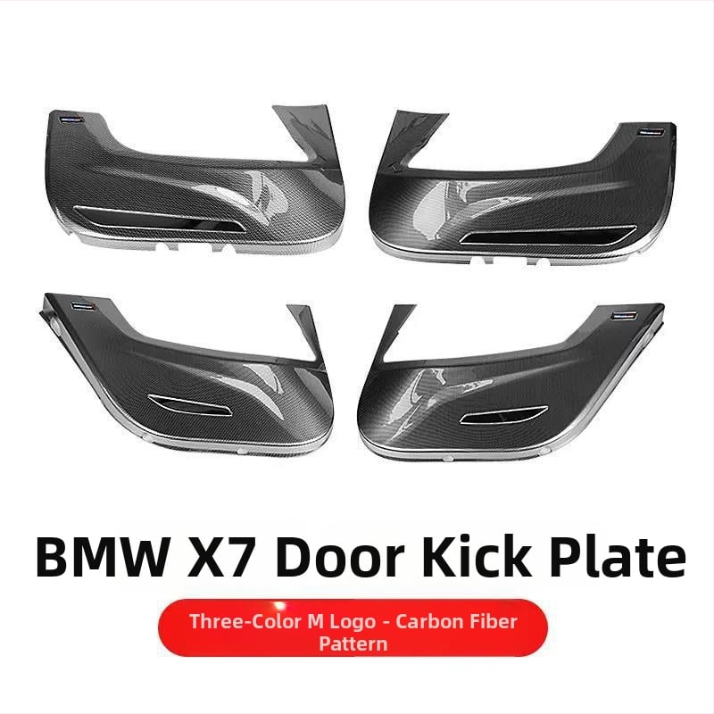 BMW ajtó kick-plate védő – ABS, karbon szövet minta, belső átalakítási kiegészítő, kompatibilis 3-as, 5-ös, X3, X5, X7
