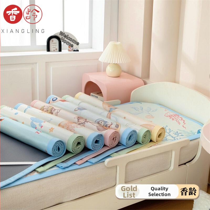 Laste ja beebide jaoks mõeldud päevamat – jääsilk ja rattan materjal, Jacquard-kude, cartoon stiil, masinaga pestav.