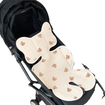 Седалков мат за детска количка за бебета на възраст 1–2 години, бродиран, дишащ, памук за всички сезони, машинно пране