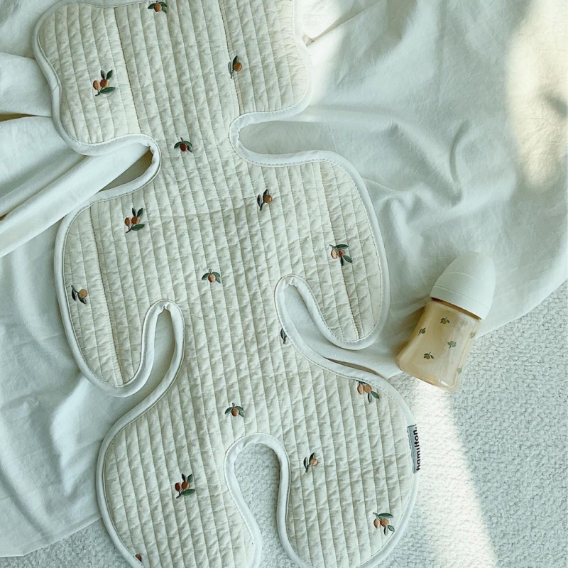 Седалков мат за детска количка за бебета на възраст 1–2 години, бродиран, дишащ, памук за всички сезони, машинно пране