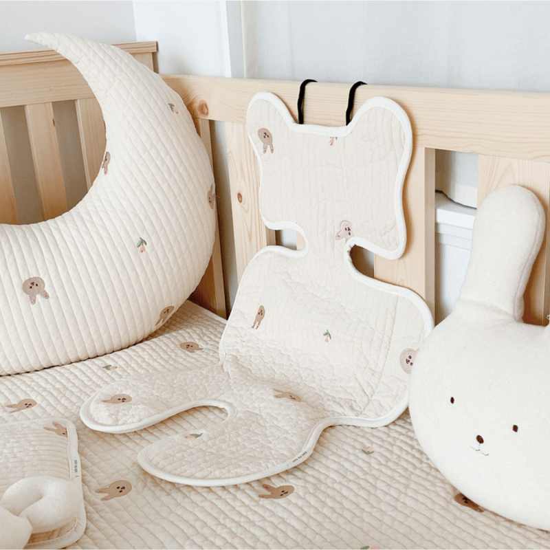 Седалков мат за детска количка за бебета на възраст 1–2 години, бродиран, дишащ, памук за всички сезони, машинно пране