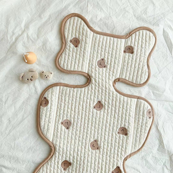 Седална подложка за бебешка количка с бродерия, дишаща и абсорбираща потта, памучен лицев плат + пяна за дъното, универсална за всички сезони, възможност за персонализация