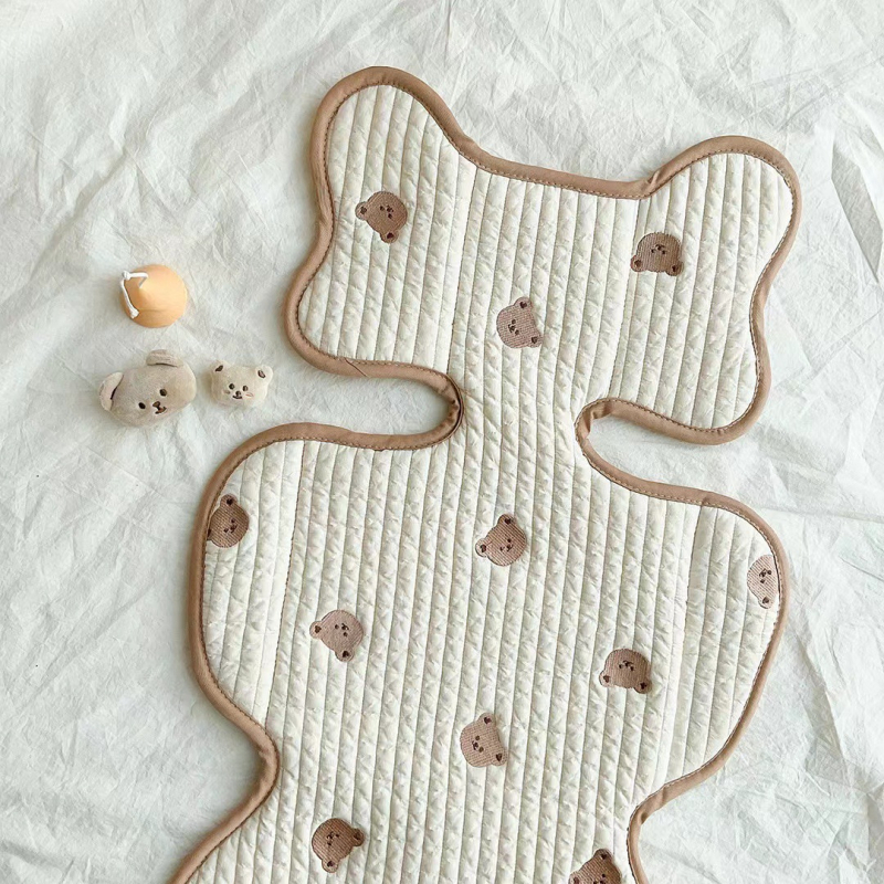 Седална подложка за бебешка количка с бродерия, дишаща и абсорбираща потта, памучен лицев плат + пяна за дъното, универсална за всички сезони, възможност за персонализация