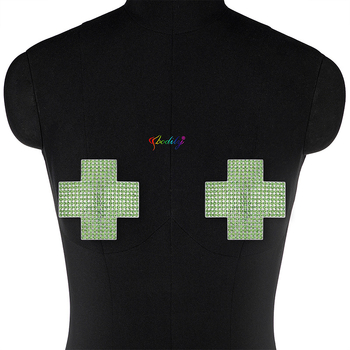 Geometrinis nipelių pleistras su kristalais, krūtinės papuošalas su elektroplavimu, lydinio įdėjus ir kūno grandinė