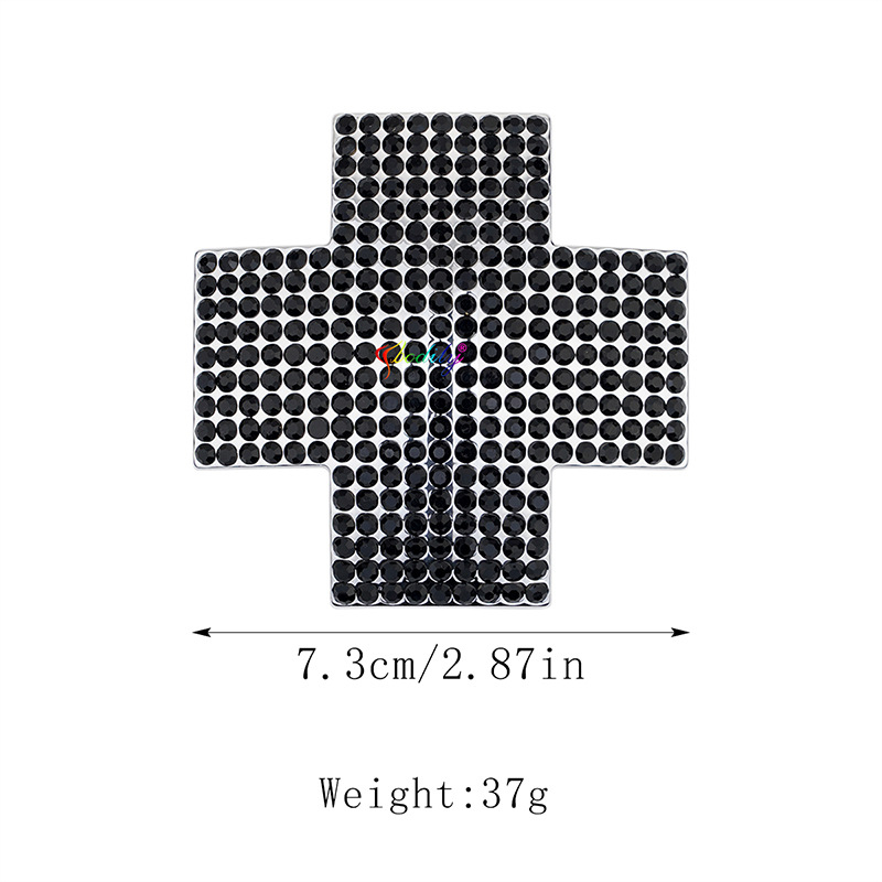 Geometrinis nipelių pleistras su kristalais, krūtinės papuošalas su elektroplavimu, lydinio įdėjus ir kūno grandinė