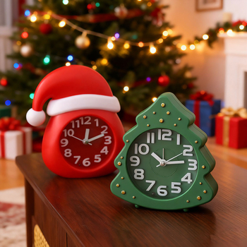 Karikatuurse jõulupuudega äratuskell, Seiko elektrooniline käik, LED-ekraan näidikute ja numbritega, akutoitega, ühepoolne
