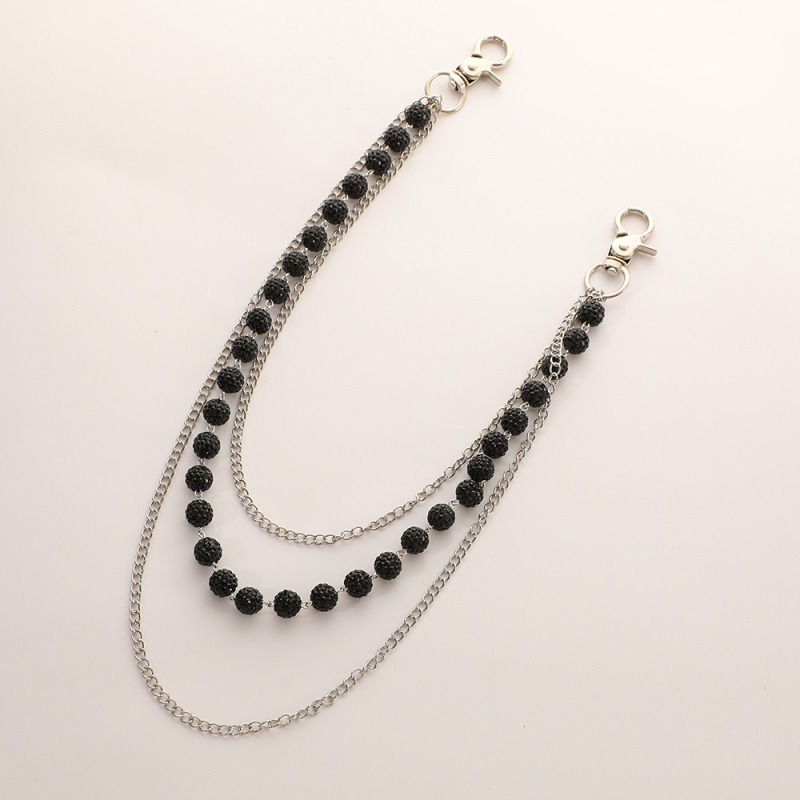 Nerūsējošā tērauda derék- és testlánc színes agyag gyöngyökkel és gyémánt gömb formájú gyöngyökkel, gyöngyátmérő 10 mm