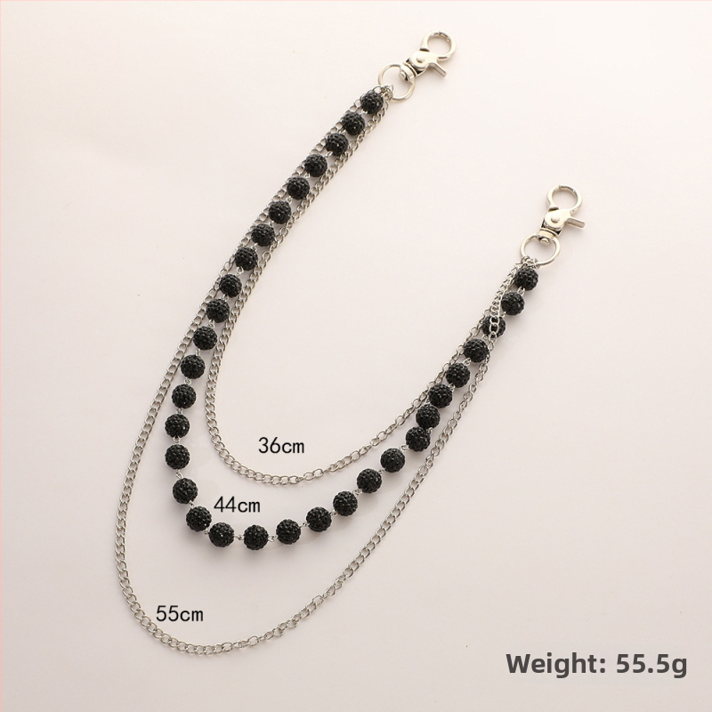 Nerūsējošā tērauda derék- és testlánc színes agyag gyöngyökkel és gyémánt gömb formájú gyöngyökkel, gyöngyátmérő 10 mm