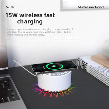 Bluetooth колонка за сън с таймер и музика, 15W безжично бързо зареждане, вградена батерия