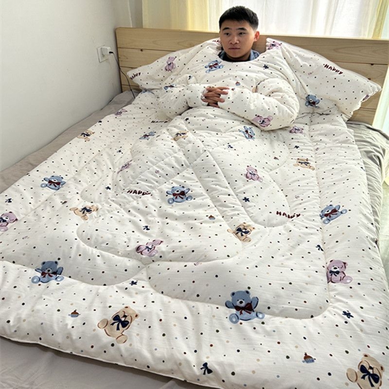 Cuvertură cu mâneci și pernă, căptușeală pluș pentru vârstnici — pătură purtabilă de iarnă pentru utilizatorii de scaun cu rotile; greutate maximă 0,5 kg; material din bumbac 100%; țesătură: brushed, țesătură simplă; umplutură 90–100% fibră chimică