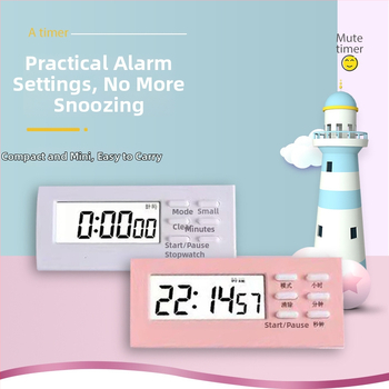 Mini multifunktsionaalne taimer-äratuskell õpilastele, elektroniline mehhanism, LCD numbriline ekraan, ristkülikukujuline kujundus, patareitoitel