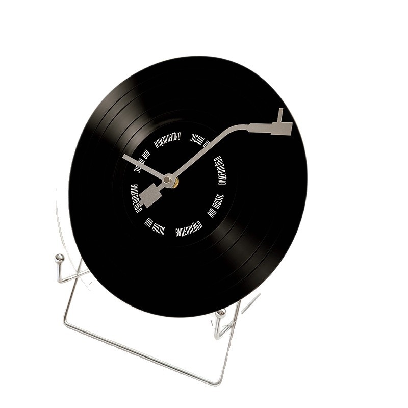Retro sat od vinilne ploče sa zalaskom sunca – zidni sat za dnevni boravak, ured ili stolna dekoracija