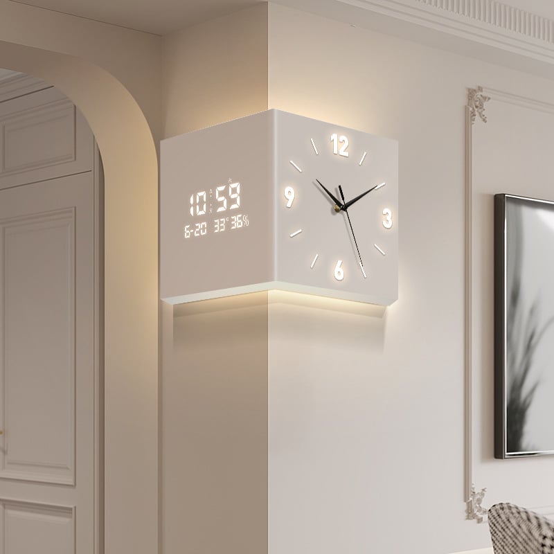 Leonardo LAC-24218 zidni sat, dvostrani, LED zaslon s brojevima i kazaljkama, napajanje baterijom, četvrtasti akrilni kućište, moderni minimalistički stil