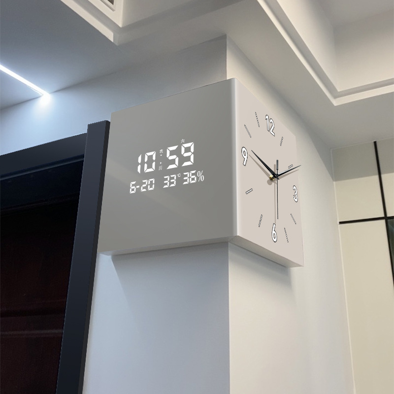Leonardo LAC-24218 zidni sat, dvostrani, LED zaslon s brojevima i kazaljkama, napajanje baterijom, četvrtasti akrilni kućište, moderni minimalistički stil