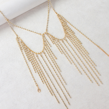 Geometrinė kūno grandinė su rhinestones, dengti dirbtiniai akmenys, kristalai, elektroplatinavimas