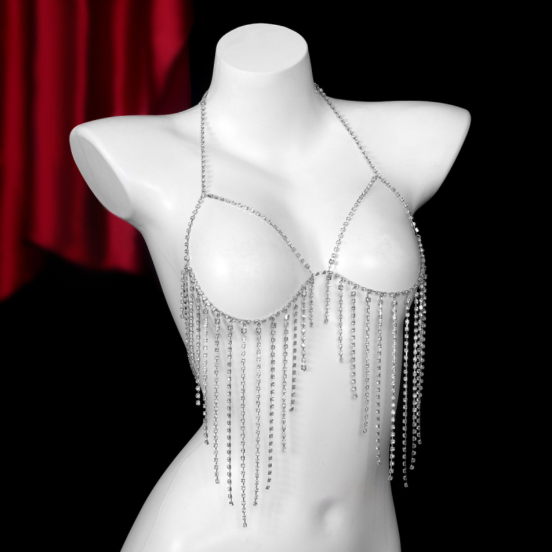 Geometrinė kūno grandinė su rhinestones, dengti dirbtiniai akmenys, kristalai, elektroplatinavimas