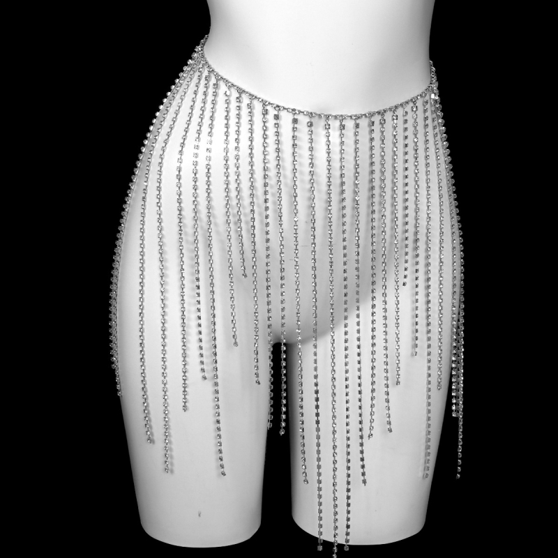 Geometrinė kūno grandinė su rhinestones, dengti dirbtiniai akmenys, kristalai, elektroplatinavimas