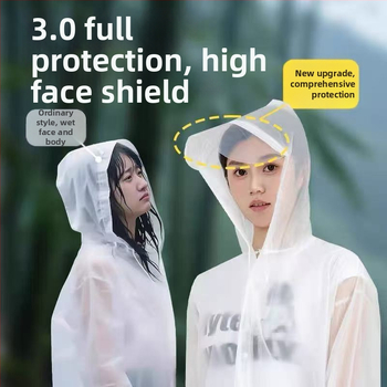 Garš lietusmētelis ārējiem ceļojumiem un kalnu pārgājieniem, PVC audums, ūdensnecaurlaidīgs PU slānis, iespējama logotipa druka