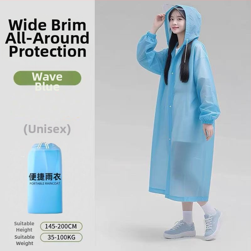 Garš lietusmētelis ārējiem ceļojumiem un kalnu pārgājieniem, PVC audums, ūdensnecaurlaidīgs PU slānis, iespējama logotipa druka