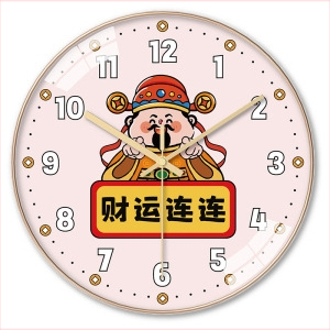Hiina stiilis seina kell Rikkusejumalaga, aukudeta kinnitusega, akudega kvarc-liikumine, mudel TFC08-5G