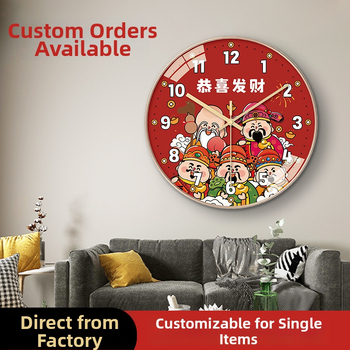 Hiina stiilis seina kell Rikkusejumalaga, aukudeta kinnitusega, akudega kvarc-liikumine, mudel TFC08-5G