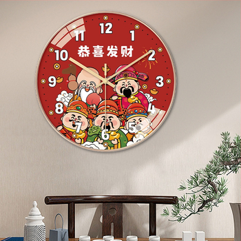 Hiina stiilis seina kell Rikkusejumalaga, aukudeta kinnitusega, akudega kvarc-liikumine, mudel TFC08-5G