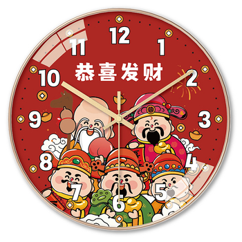 Hiina stiilis seina kell Rikkusejumalaga, aukudeta kinnitusega, akudega kvarc-liikumine, mudel TFC08-5G