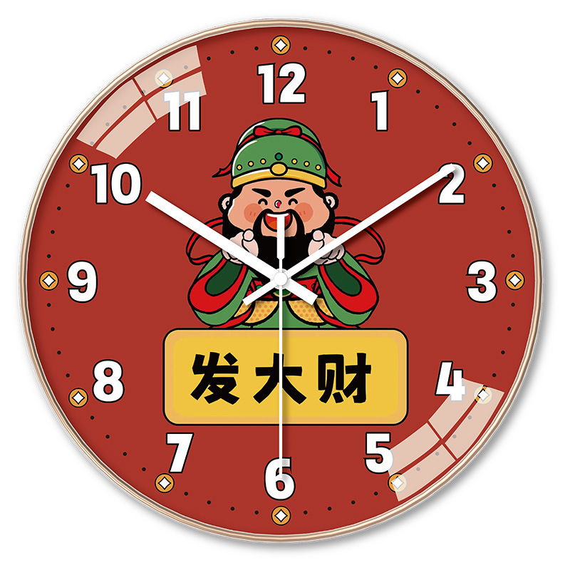 Hiina stiilis seina kell Rikkusejumalaga, aukudeta kinnitusega, akudega kvarc-liikumine, mudel TFC08-5G