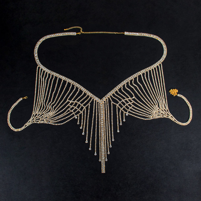 Kūno grandinė Europos–Amerikos stiliaus, pilna krištolo, tvirtas dizainas, Princesės serija, elektroplakavimas