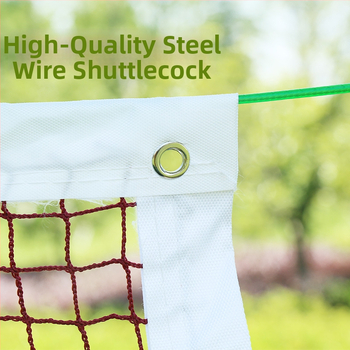 Mreža za badminton s četverostranim obrubom i standardnim okvirom za perje, s omotanim čeličnim užetom za zatezanje — za natjecanja i treninge