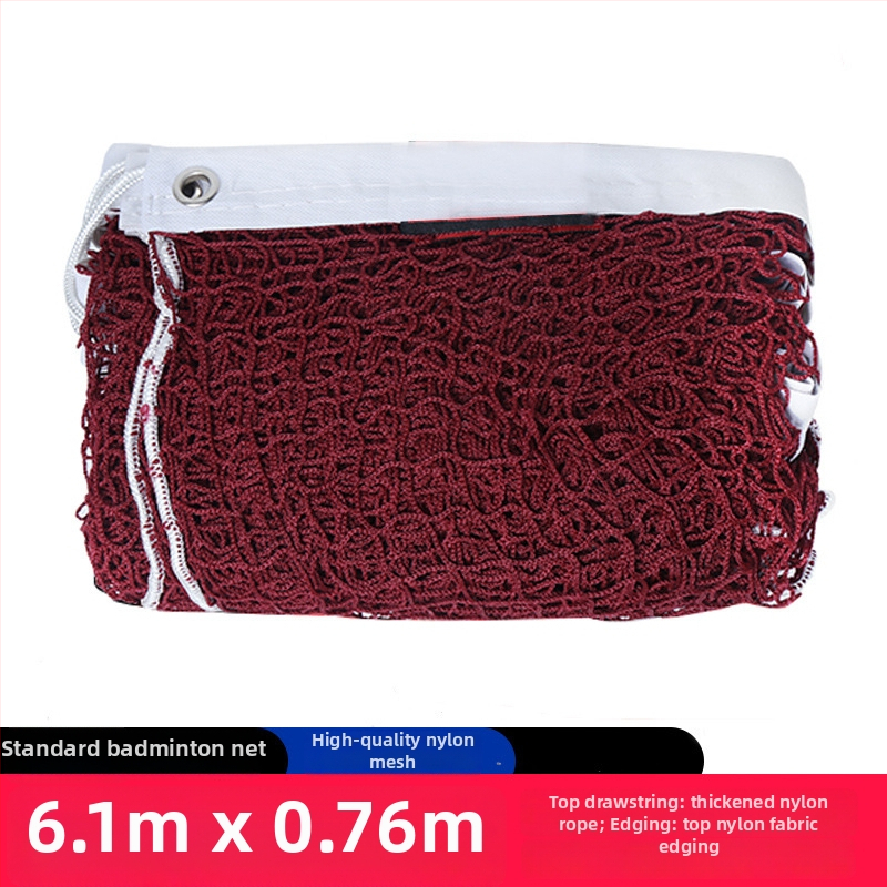 Mreža za badminton s četverostranim obrubom i standardnim okvirom za perje, s omotanim čeličnim užetom za zatezanje — za natjecanja i treninge