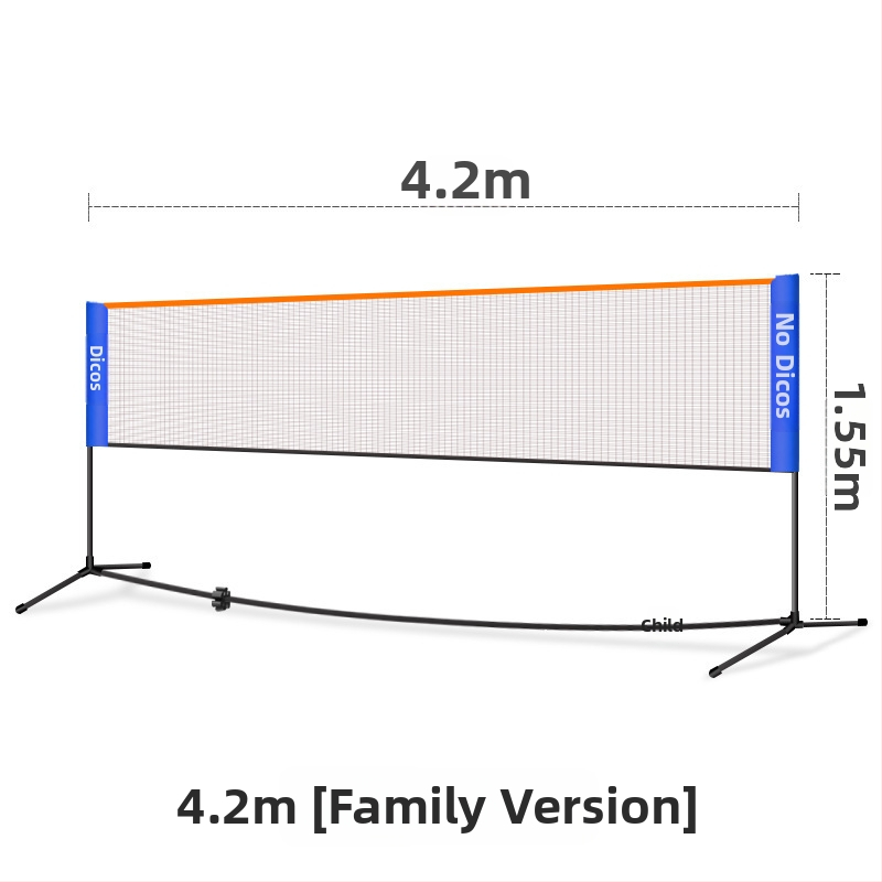 Okvir mreže za badminton – prenosni, sklopivi za vanjske natjecateljske uvjete, aluminijska legura, marka Dicos, mogućnost privatne oznake