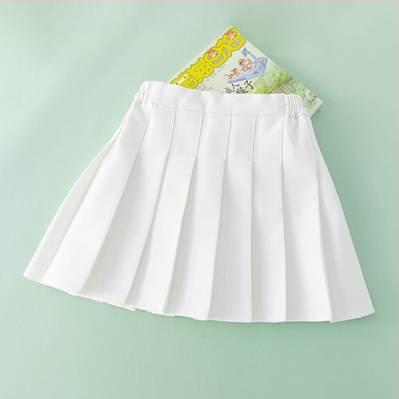 Bērnu šifona plissētā svārki ar elastānu (<30%), koledžas stila, vecums 3–8 gadi, vasara 2024