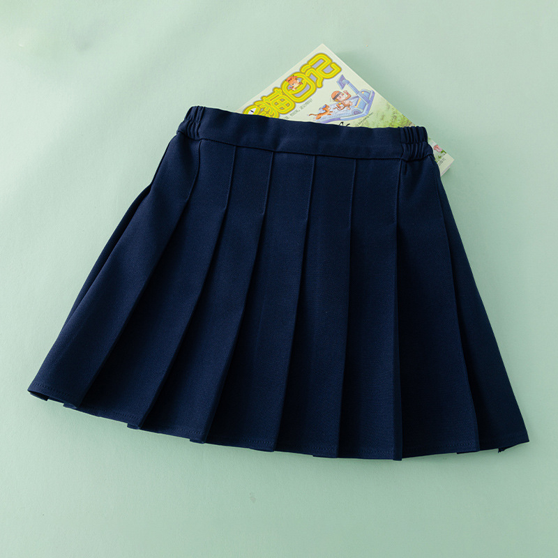 Bērnu šifona plissētā svārki ar elastānu (<30%), koledžas stila, vecums 3–8 gadi, vasara 2024