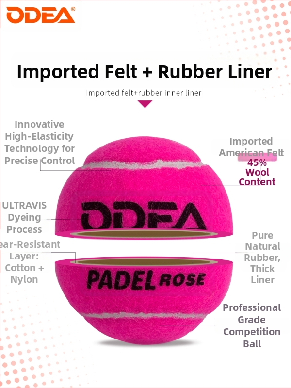 Odear Padel lopta – Tenisová lopta typu klietky s hrubým vnútorným obložením, vysoká elasticita, odolná tréningová lopta