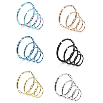 Геометрични носни пръстени – сет от 36 броя, медни, електропластиран, унисекс