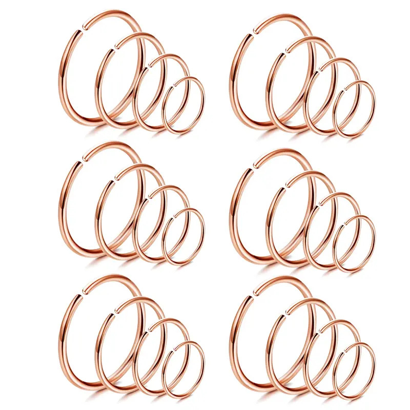 Геометрични носни пръстени – сет от 36 броя, медни, електропластиран, унисекс