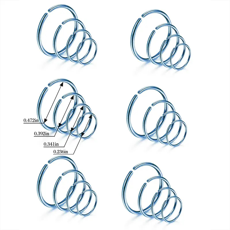 Геометрични носни пръстени – сет от 36 броя, медни, електропластиран, унисекс