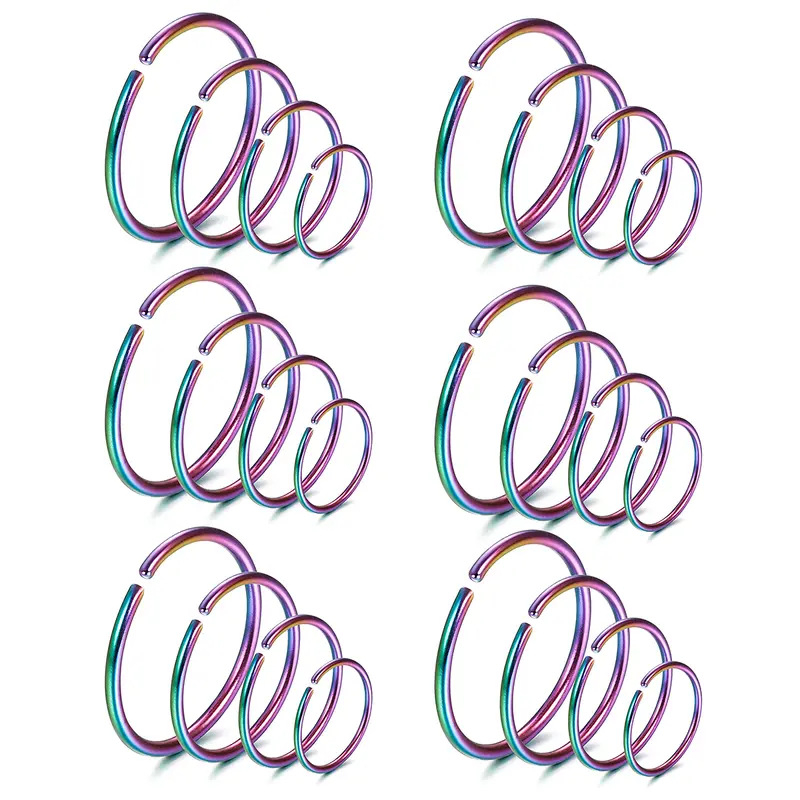 Геометрични носни пръстени – сет от 36 броя, медни, електропластиран, унисекс