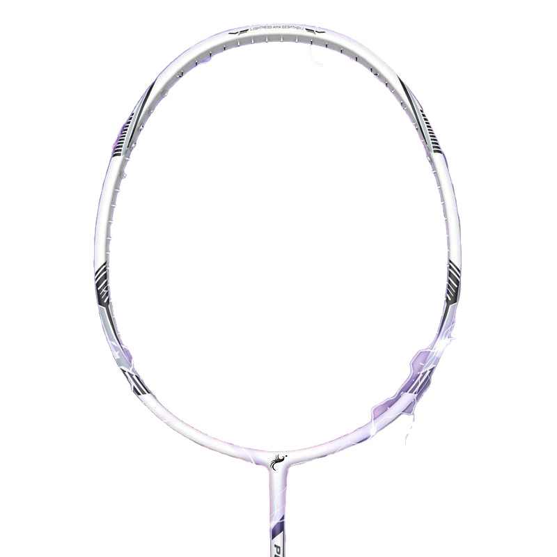 Rachetă de badminton cu ramă din carbon complet, lamă ofensivă echilibrată, greutate 80–84 g, grosime mâner G5, rigiditate tijă moderată