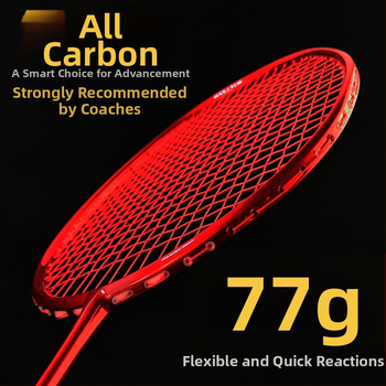 Rachetă de badminton cu cadru din fibră de carbon, greutate 75–79 g, prindere G5, tip lovitură dreaptă, rigiditate tijă moderată (Cadru din fibră de carbon; Greutate 75–79 g; Prindere: G5; Tip: lovitură dreaptă;Rigiditate tijă: moderată)